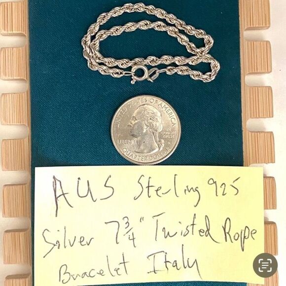 AUS Sterling 925 Silver Twisted Rope Bracelet - Picture 8 of 16